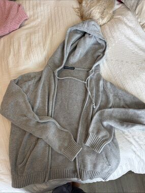 Brandy Melville Woven Grey Zip Up Jacket